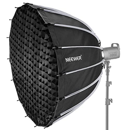 NEEWER 47.2inch/120cm Parabolic Softbox Quick Set up Quick Folding, with Diffusers/Honeycomb Grid/Bag, Compatible with Aputure 120d Light Dome Godox sl60w NEEWER RGB CB60 and Other Bowens Mount Lights