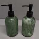 Green Glass Soap Dispenser Set with Black Pump, 13.5oz Refillable Liquid Hand Soap Dispenser, Lotion Dish Soap Dispenser for Modern Home Decor, Bathroom, Kitchen Countertop, Hotel(2 Pack)