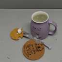Feify Cute Cat Cup Ceramic Coffee Mug with Kawaii Cat Wooden Lid, Lovely Stainless Steel Spoon, Anime Kitty Thicken Wooden Coaster, Christmas Birthday Cute Thing Japanese Mug 16oz (Purple)
