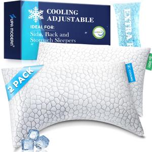 Side Sleeper Pillows for Adults 2 Pack, Cervical Pillow for Side Sleepers, Cooling Pillow with Ergonomic Design, Adjustable Crescent Shredded Memory Foam Pillows for Neck and Shoulder Pain Relief