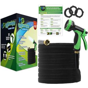 HG Non-Expanding Lightweight Garden Hose 50ft | Superior Strength Flexible Water Hose 50 ft | Multipurpose Hose | 3/4 Brass Connectors with protective cover | 10 Mode Sprayer | Attractively boxed