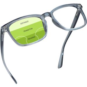 YEIN Progressive Multifocus Reading Glasses, Spring Hinge Blue Light Blocking Glasses for Women Men, No Line Multifocal Readers with Clear Lenses (+0.00/+2.50 Magnification)