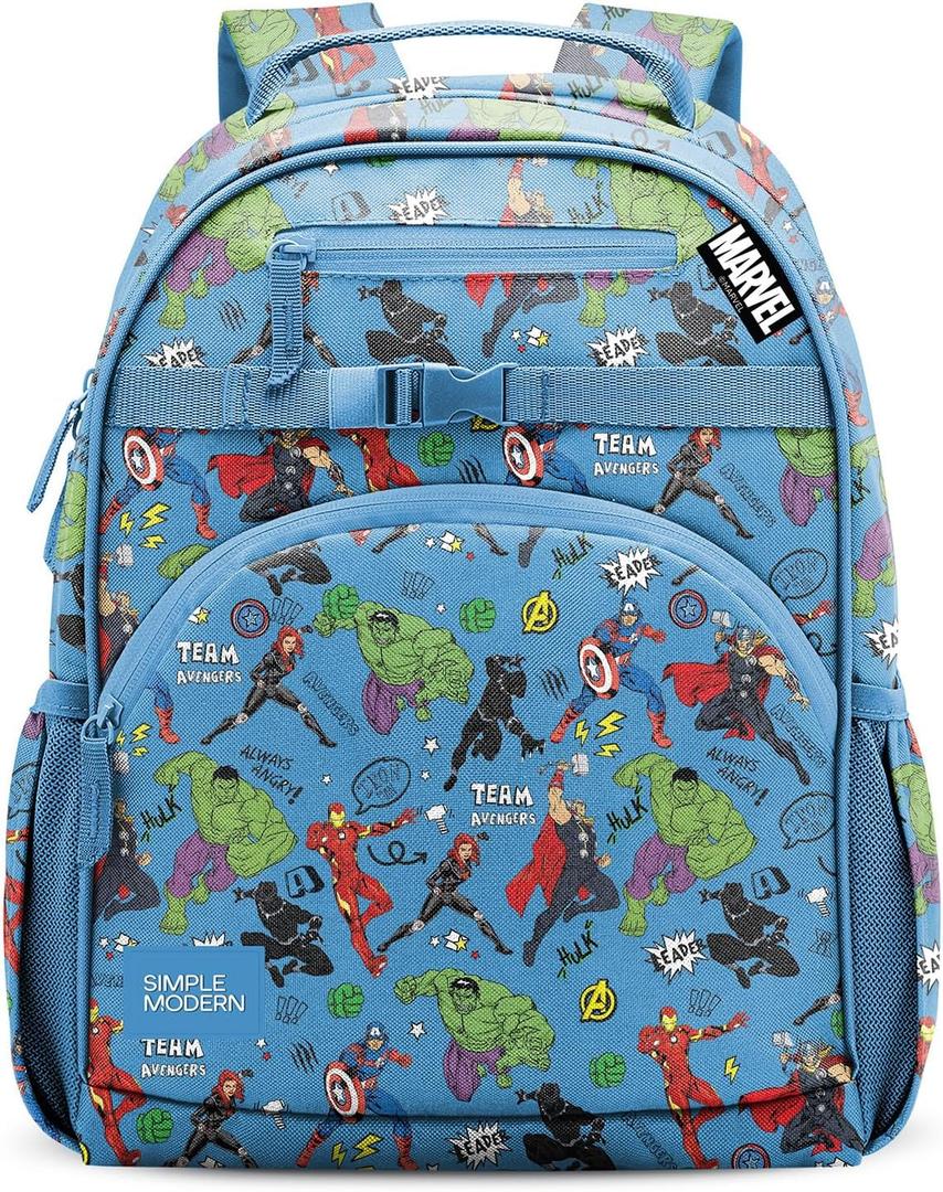 Simple Modern Large Marvel Avengers Kids Backpack for School Girls and Boys | Elementary Backpack for Teen | Fletcher Collection | Kids - 16" tall | Avengers Heroes, 18L