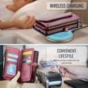 for Samsung Galaxy S25/S24 Case, Women Men Multi-Function Wallet Case with Stand RFID Blocking Featuring Magnetic Closure Zipper Includes Shoulder Strap Wrist Strap (Red)