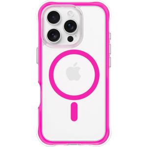 ORNARTO Air Case for iPhone 16 Pro Clear, Compatible with MagSafe, Military-Grade Drop Protection Cover with Built-in Air, Hot Pink