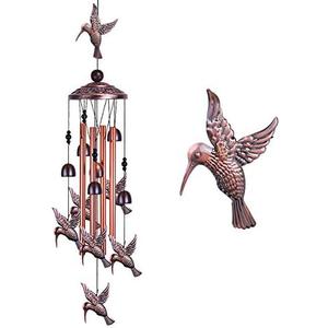 Garden Hummingbird Wind Chimes Outdoor Decor - with 4 Tubes 6 Bells 7 Hummingbirds Mobile Romantic Wind Catcher, Hummingbird Windchimes for Home, Xmas Mom Gifts, Festival, Balcony, Garden Decoration