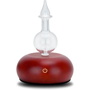 Vintage Pure Essential Oil Diffuser for Aromatherapy - 7-Color LED, Adjustable Mist, No Heat or Water Required, Ideal for Home, Bedroom, and Professional Use (Dark Wooden)