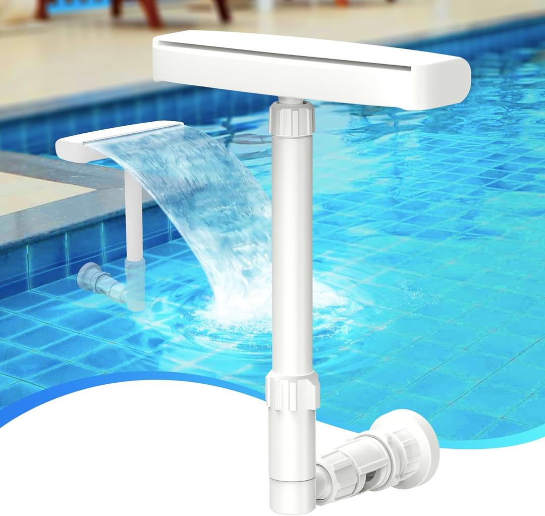 Dual Spray Pool Fountain, 10-20F Cooler Water for Above/In-Ground Pools, Dual Spray Waterfall Sprinkler Fountain, Adjustable Waterfall Cooling and Relaxation (Pool Waterfall Fountain)