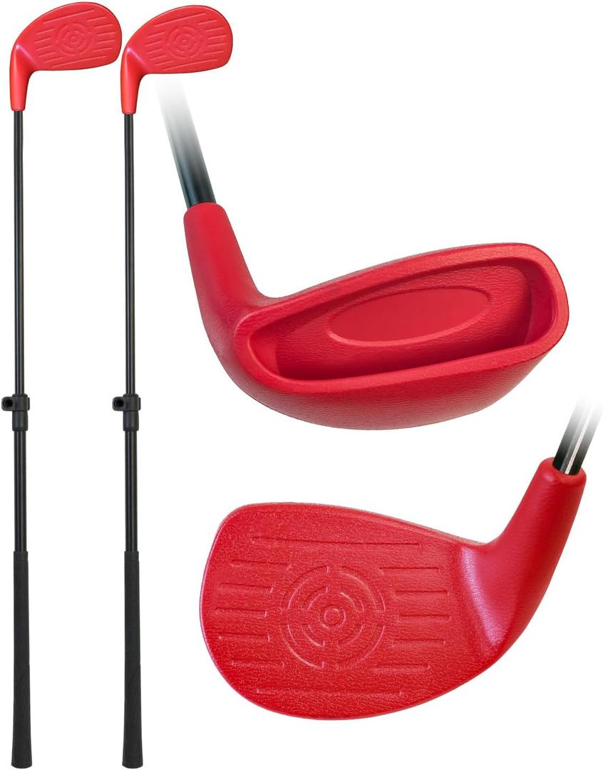 KOFULL Backyard Golf Clubs with Extendable Shaft 2 Pack– Outdoor Game Chipping Club with Oversize Head for Golf Games – Length Adjustable 21"-36" for Family – Right-Handed Training, Red