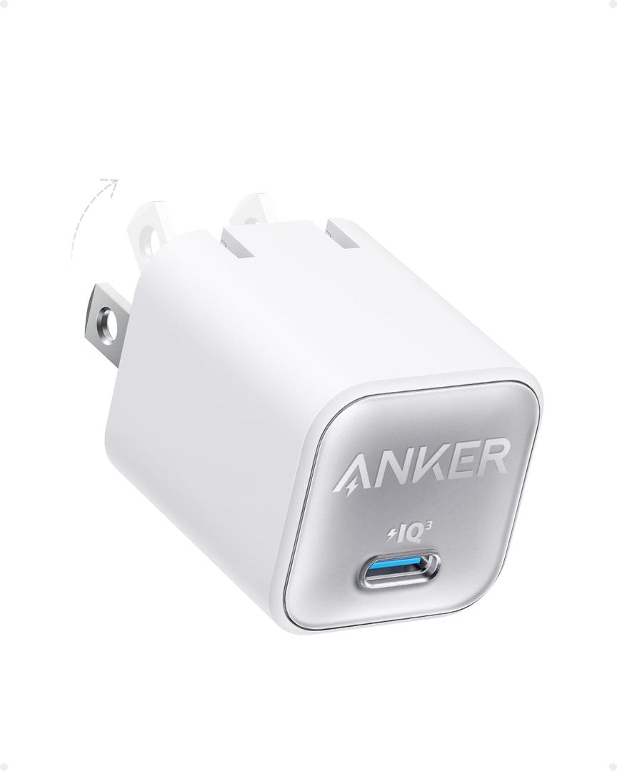 Anker Nano USB C Charger Block, 30W PIQ 3.0 Foldable iPhone Charger Fast Charging for iPhone 16/15 Series, Galaxy, iPad, Compatible with MagSafe (Aurora White)