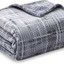 COOVA Fleece Throw Blanket for Couch, Super Soft and Cozy 3D Jacquard Warm Blankets, Lightweight and Fuzzy Throw for Bed, Sofa, Chair, Giftable (Light Grey, 50"x60")