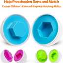Montessori Geometric Eggs,12 pcs Set Color & Shape Egg Puzzle Toys Matching Eggs for Toddlers 1-3,Preschool Educational Sorting Game Fine Motor Toy Easter Gifts for Kids Boys Girls