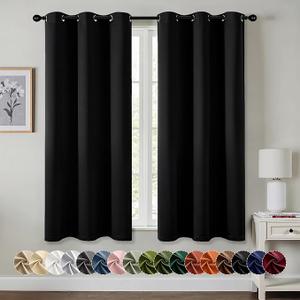 MIULEE Black Blackout Curtains for Bedroom Living Room 63 Inches Long 1 Panels, Thermal Insulated Room Darkening Drapes Solid Grommet Top Noise Reduction Light Blocking Halloween Window Treatments
