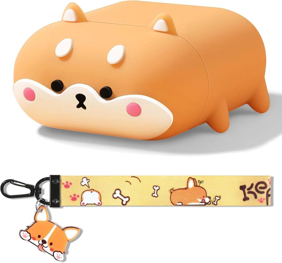 for Airpods 4 case Cute, AirPods Case Cover 4th Generation Funny Anime Cat Dog Corgi for Men & Women, Wireless Charge Support with Magsafe, Front LED Visible Protective Cover, Shiba Inu