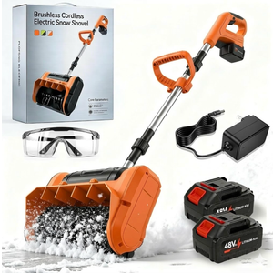 Brushless Cordless Snow Shovel, 13.5in Electric Snow Blower with Dual 4.0Ah Batteries and Fast Charger, Lightweight 12lb Battery-Powered Snow Remover for Walkways, Decks & Driveways (2 Battery)