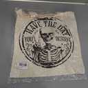 ANATTASOUL Halloween Canvas Tote Bag Black Skull Circle Reusable Cotton Bag for Women, Durable Cloth Shoulder Bags with Zipper Pockets for Shopping, Vacation, Work, Gym