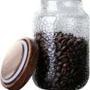 Viovian 24 OZ Glass Coffee Jar with Wooden Lid 700ml Clear Vintage Glass Storage Canister Anti-slip Decorative Jars with Lids for Food Candy Coffee Beans Cookie Sugar