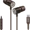 LUDOS Ultra USB C Headphones for iPhone 17 16 15 Pro Max Plus Air iPad Pro, 5 Years Warranty, Magnetic USB-C Earbuds for Samsung Galaxy S24 S23 Ultra S22 S21 FE S20 A55 A54 A53, USB Type C Earphones (Brown)