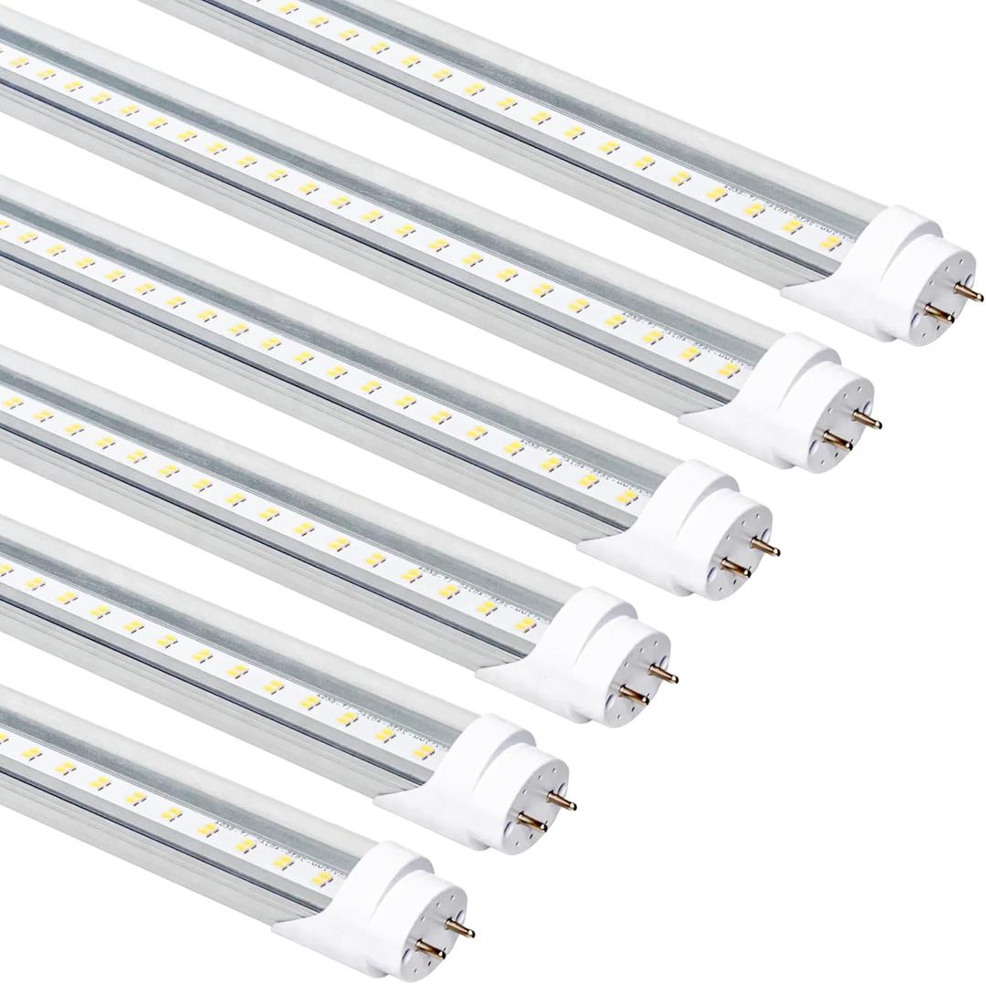 Light Bulbs 48 inch,T8 LED Bulbs 4 Foot Type A+B,24W 3200LM 6500K Clear Cover Super Bright,Single and Double End Powered,T8 T10 T12 Bulbs Replacemen(6-Pack)