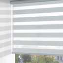 ChrisDowa Cordless Zebra Blinds for Windows, Dual Layer Free-Stop Light Filtering Window Roller Shades, Pull Down Privacy Zebra Shades for Home, Office, Bedroom, Door (44" W x 72" H, Light Grey)