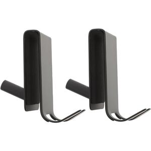 2pcs Dual Over Door Hooks Stainless Steel Bathroom Towel Hanger for Doors Space-Saving Design for Living Room and Bathroom Organization (Black)