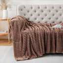 Chocolate Throw Blanket for Couch Sofa 50x60 inches Striped Fleece Blankets Room Home Decor Lightweight Plush Soft Cozy Gifts for Women Mom Girls