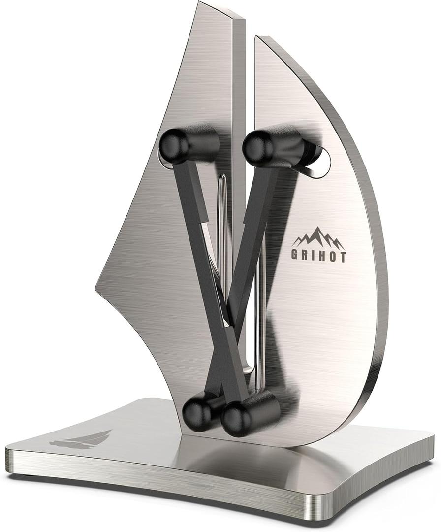 VN3 Professional Knife Sharpener | 3-Action Streamlined Sailboat Design for Effortless Knife Sharpening - The Ultimate Tool for Precision 11 to 21 Degree Angles (Upgrade Stainless Steel)