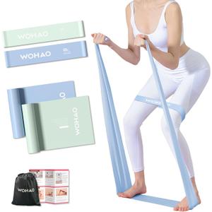 Resistance Band Set, Two Resistance Levels, Stretch Bands for Working Out Women or Men, Strength Training, Home Fitness, Toning, Stretching, Yoga, Pilates (BlueGreen)