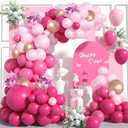 Pink Balloons Arch Kit Garland 131PCS as Pink Decor, Aivatoba Different Sizes of 18 12 5 Inch Pink and Gold Balloons for Baby Shower Gender Reveal Birthday Bridal Shower Princess Party Decorations, Pink Gold
