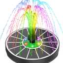 Yzert Solar Water Fountain with 2200 mAh Battery, 3.5W Glass Solar Fountain Pump Colorful LED Lights, Floating Solar Bird Bath Fountains with 4 Fixers & 7 Nozzles for Garden, Outdoor, Pond, Pool