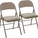 DUMOS Padded Folding Chairs 2 Pack, Dining Patio Chairs, Outdoor Home
Fabric Padded Cushion Back, Portable Stackable, Wedding Party, Patio Garden, Black Grey