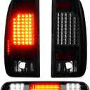 Tail Light + 3rd Brake Cargo Lamp for Ford F-250 F-350 F-450 F-550 Super Duty 1999-2007, Only Fits Styleside Fleetside, Third Center High Mount Stop Light Rear LED Taillight