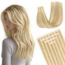 DOORES Tape in Extensions Human Hair Platinum Blonde 20 Inch 50g 20pcs Remy Hair Extensions Tape in Skin Weft Real Natural Straight Blonde Hair for Women Girl