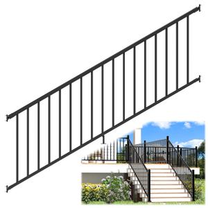 Egadis 1 Pack 36 in. H x 8 ft. W Porch and Deck Railing Kit Without Post, Aluminum Stair Railing Kit, Textured AAMA 2604 Powder-Coat Finish Railing System for Concrete Steps or Wooden Stairs (1 Panel)
