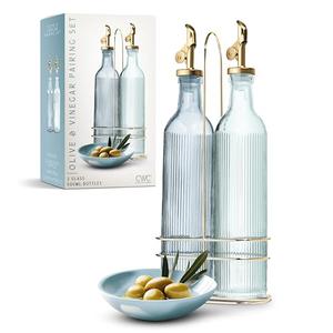 COOK WITH COLOR Glass Olive Oil Bottle Dispenser - 1 Pack- 17oz Vinegar Cruet - Olive Oil Carafe Decanter for Kitchen