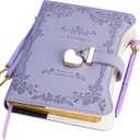 Diary with Lock and Keys for Girls Gift Ideas, 360 Gold Edged Pages Journal for Women, B6 Refillable Notebook for Writing with Pen and Bookmark (Garden Purple)