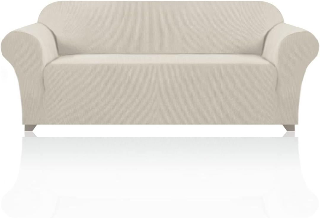 PrinceDeco Stretch Sofa Cover Slipcover Couch Covers for 3 Cushion Couch Furniture Protector Sofa Covers with Non Slip Elastic Bottom Dogs Pet Friendly Fitted (Sofa, Island Fossi)