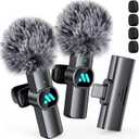 2pcs Lavalier Wireless Microphone for iPhone 15/Android Video Recording,Mini Microphone for Game Live Streaming,Interviews,YouTube,TikTok,Vlog (for Black Type-c/for iphone 15)
