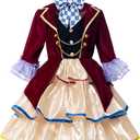 CR ROLECOS Mad Hatter Costume for Girls Kids Fairytale Tea Party Dress Outfit (Small, Wine Red)