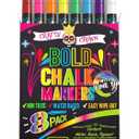 Bold Chalk Markers - Dry Erase Marker Pens - Liquid Chalk Markers for Chalkboards, Signs, Windows, Blackboard, Glass - Reversible Tip (8 Pack) - (Multicolored, 1mm)