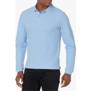 IZOD Uniform Young Men's Long Sleeve Pique Polo, M(36-37), Blue