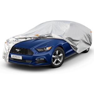 6 Layers Sedan Car Cover Waterproof All Weather, 100% Waterproof Outdoor Car Covers Full Exterior Covers for Automobiles Sedan Hatch SUV Rain Sun UV Dust Protection. Size A6 (See Size Chart) (Silver)