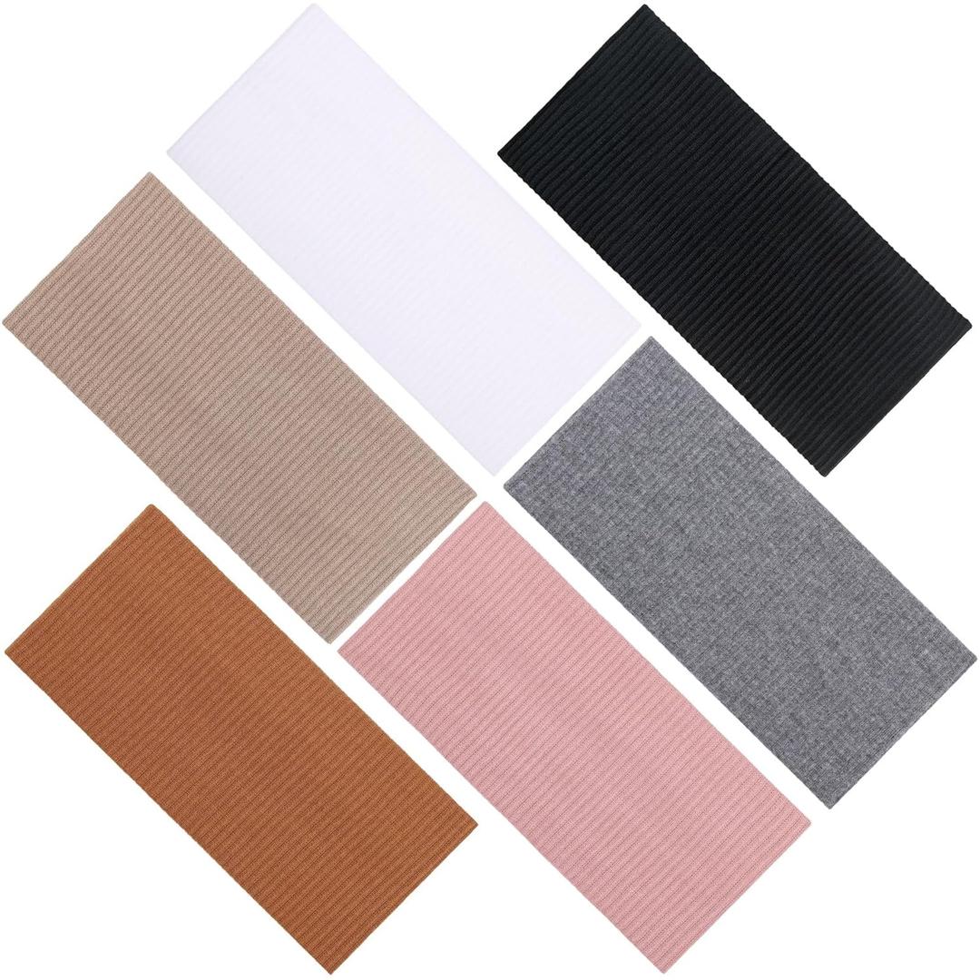 XTREND 6 Packs Knitted Wide Headbands for Women Ribbed Headband Non Slip Boho Head Bands Thick Hairbands Workout Outdoor Yoga Sports Hair Accessories (Black, White, Dark Gray, Khaki, Caramel, Pink)