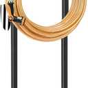TomCare Garden Hose Holder Heavy Duty Water Hose Holder Holds 160 FT Hose 4 Spikes Hose Reel with 2 Tool Hooks Freestanding Hose Hanger Sturdy Hose Storage Stand for Outside Yard Lawn, Black