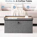 oakvivo 30 Inches Folding Storage Ottoman Bench, Leather End of Bed Foot Rest Stools with Button Tufted Rivet Design, Ottoman with Padded Seat for Bedroom, Living Room, Entryway, 330 lb, Grey, 15"D x 30"W x 15"H