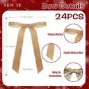 Senjie 24Pcs Christmas Velvet Bows for Tree, Vintage Ribbon Bows Ornaments for Garland Wreath Gift Wrapping Treat Bag Bakery Candy Bags DIY Crafts Holiday Decor (Khaki, 5" x 7", Width of 1")