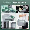 Garvee 8L Electric Cooler & Warmer, Portable Car Refrigerator with Auto-Lock Handle, 12V DC for Cars & Trucks, Equipped with 110V AC Household Power Cord, Plug-in Cooling Fridge, Gray&Green