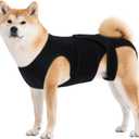 Adjustable Back Support for Medium Dogs - Joint Support Brace with 5 Plastic Rib Support System & Soft Airflow Fabric, Ideal for Post-Op or Daily Back Support, Black M