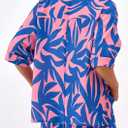 PRETTYGARDEN Women's 2 Piece Beach Vacation Outfit 2025 Casual Summer Floral Button Down Shirt Wide Leg Pants Matching Sets (Floral Pink Blue, Large)