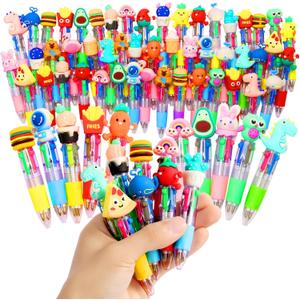LiYiQ 50 Pcs Multicolor Pen in One Fun 4-in-1 Cute Pens Bulk Kawaii Cool Ballpoint Pens Fun Gifts (50)
